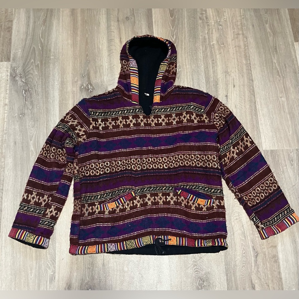 How Bazaar Funky Baja Hippie Boho Hooded Sweater